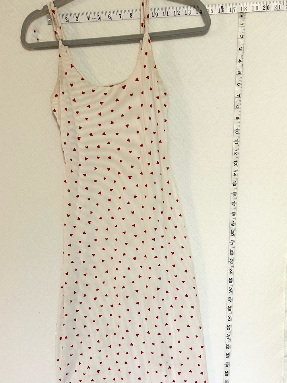Justify Cream Slip Dress with Red Heart Motif
